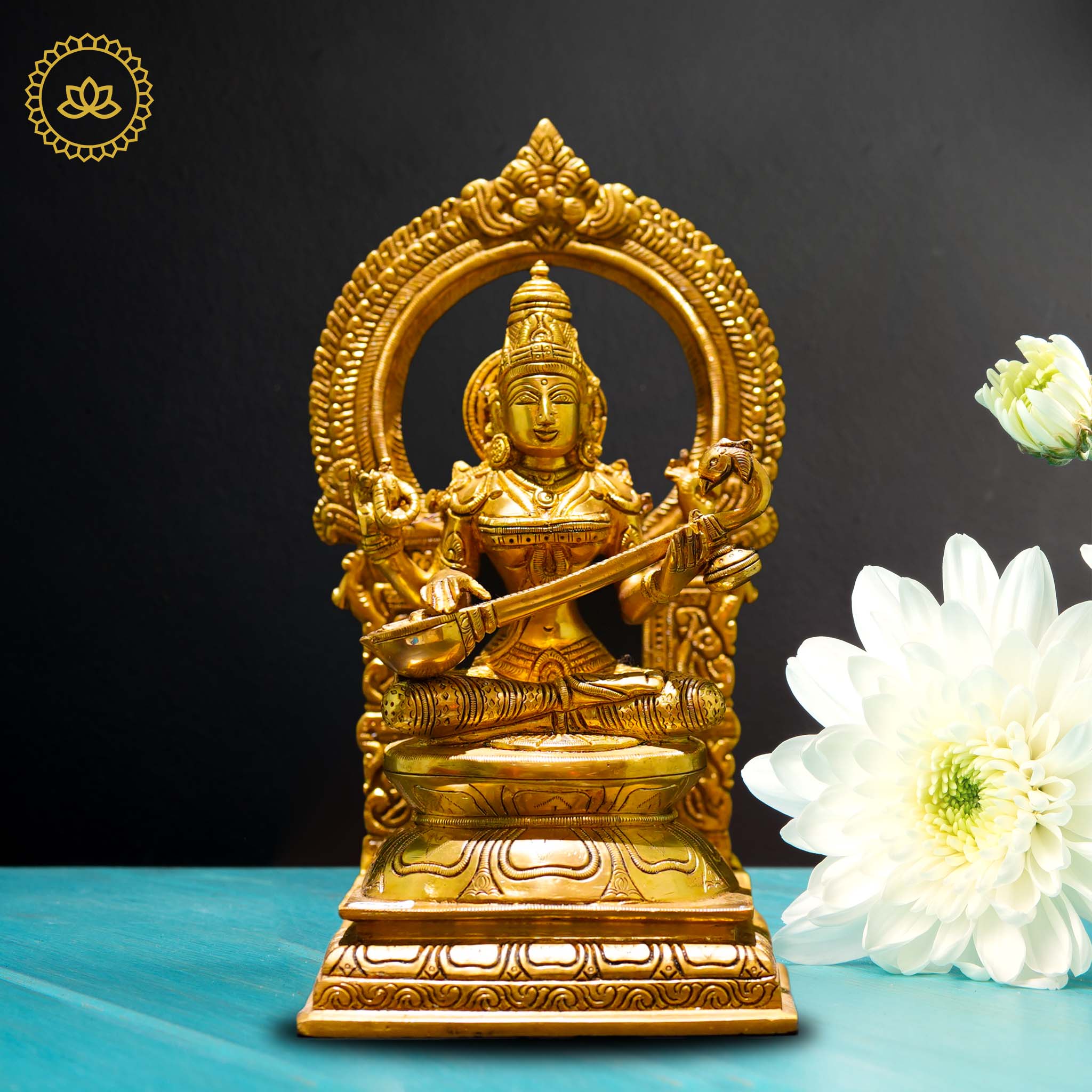 Brass Saraswati Devi Idol - Divine Source of Knowledge and Creativity - Distacart