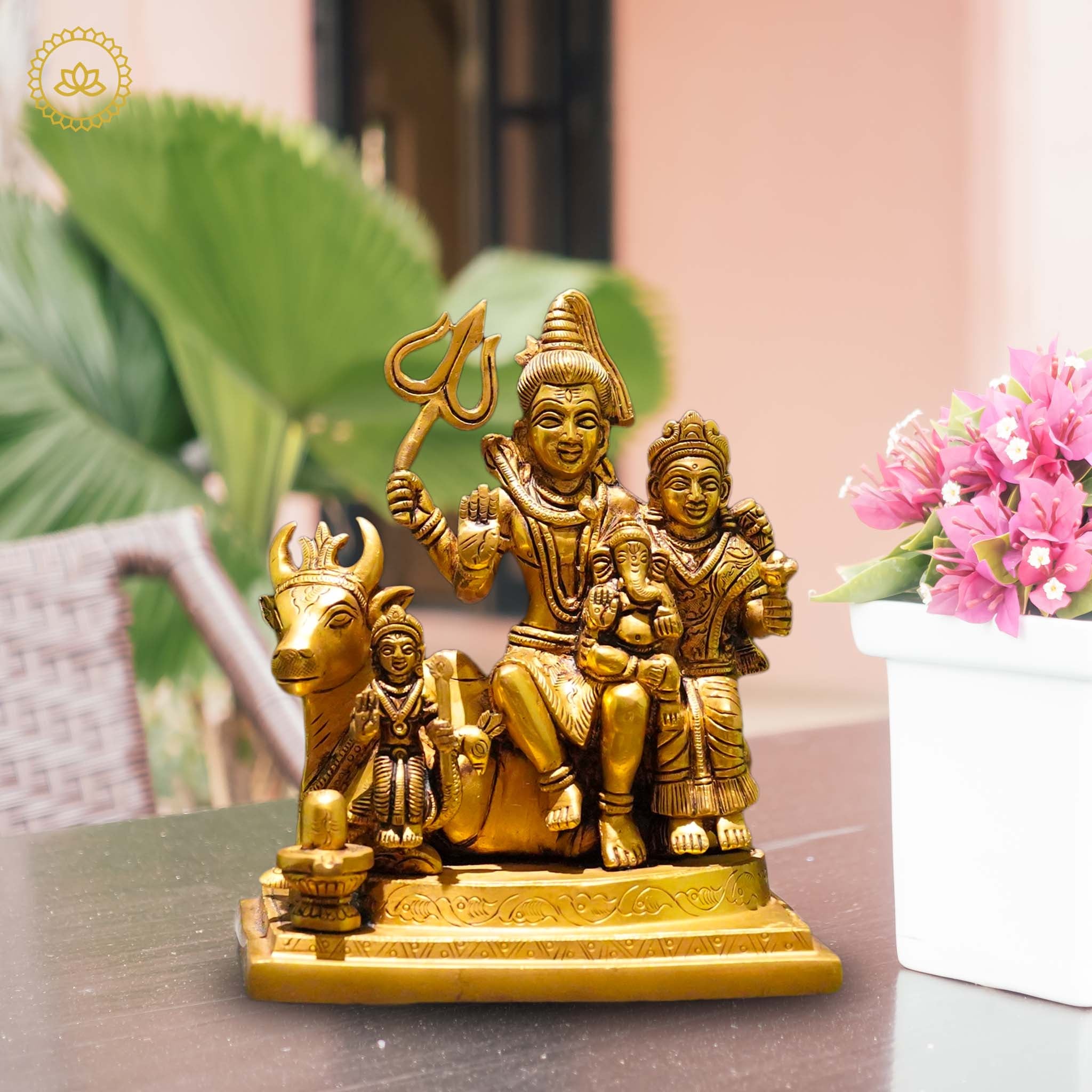Brass Shiva Family Statue - Divine Harmony of Lord Shiva, Parvati, and Ganesha - Distacart