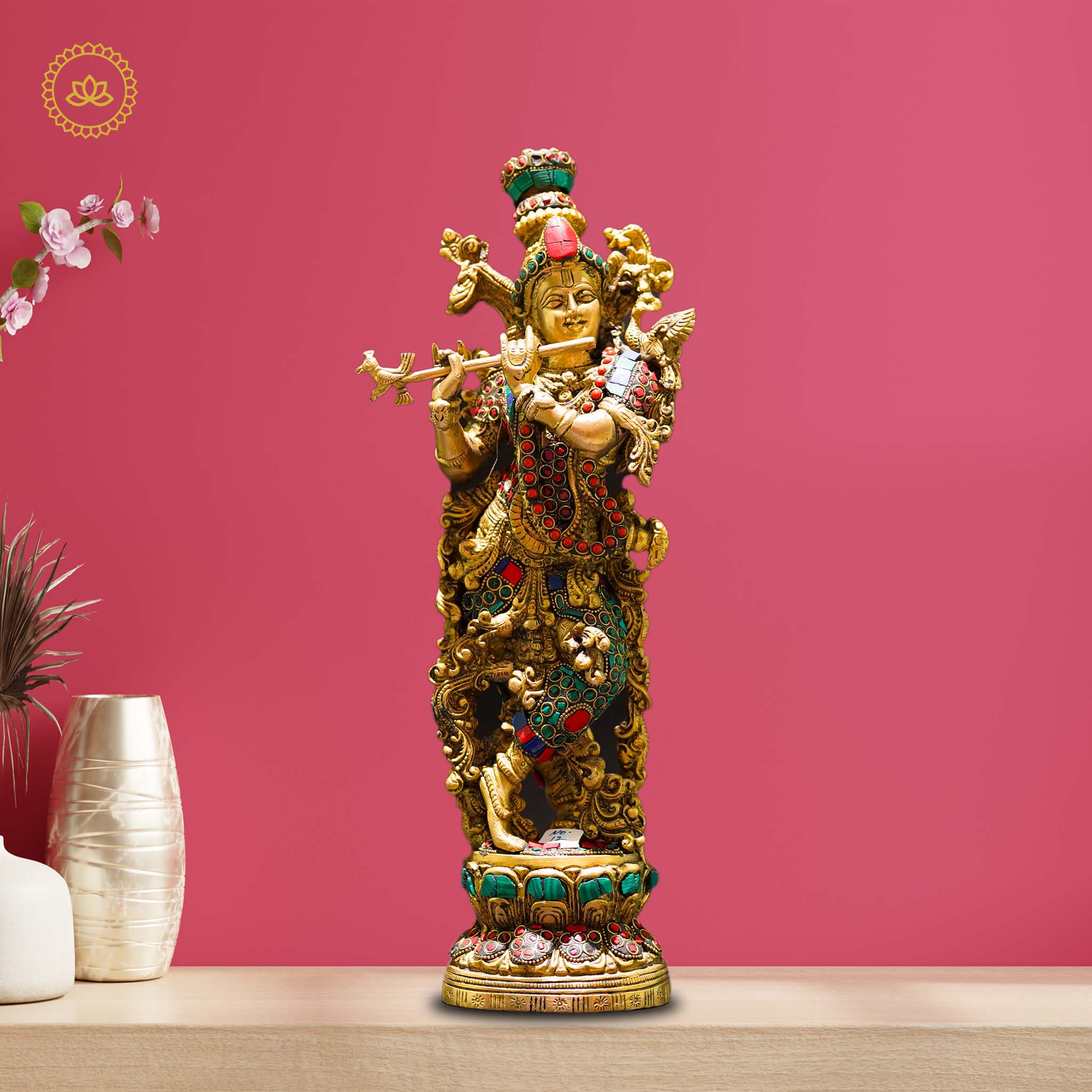Brass Standing Krishna Idol - Divine Presence of Love and Wisdom - Distacart