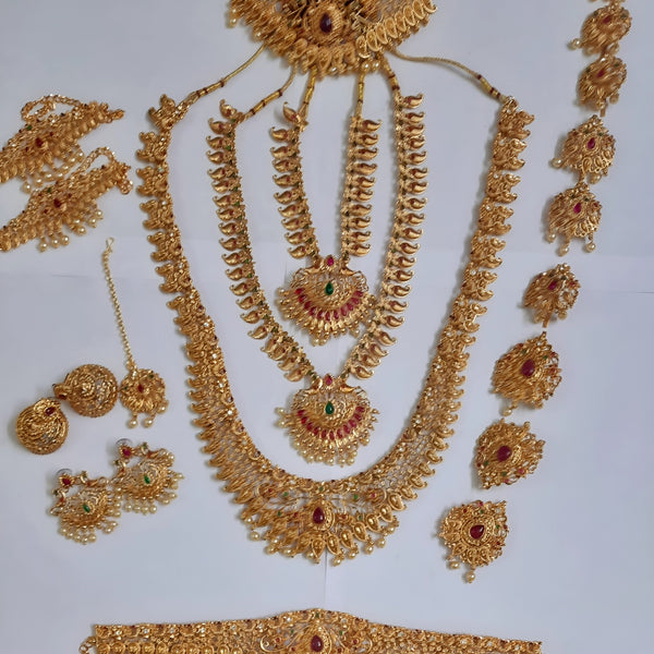 Elite Trading 19 piece Golden Bridal Jewellery Set - Distacart