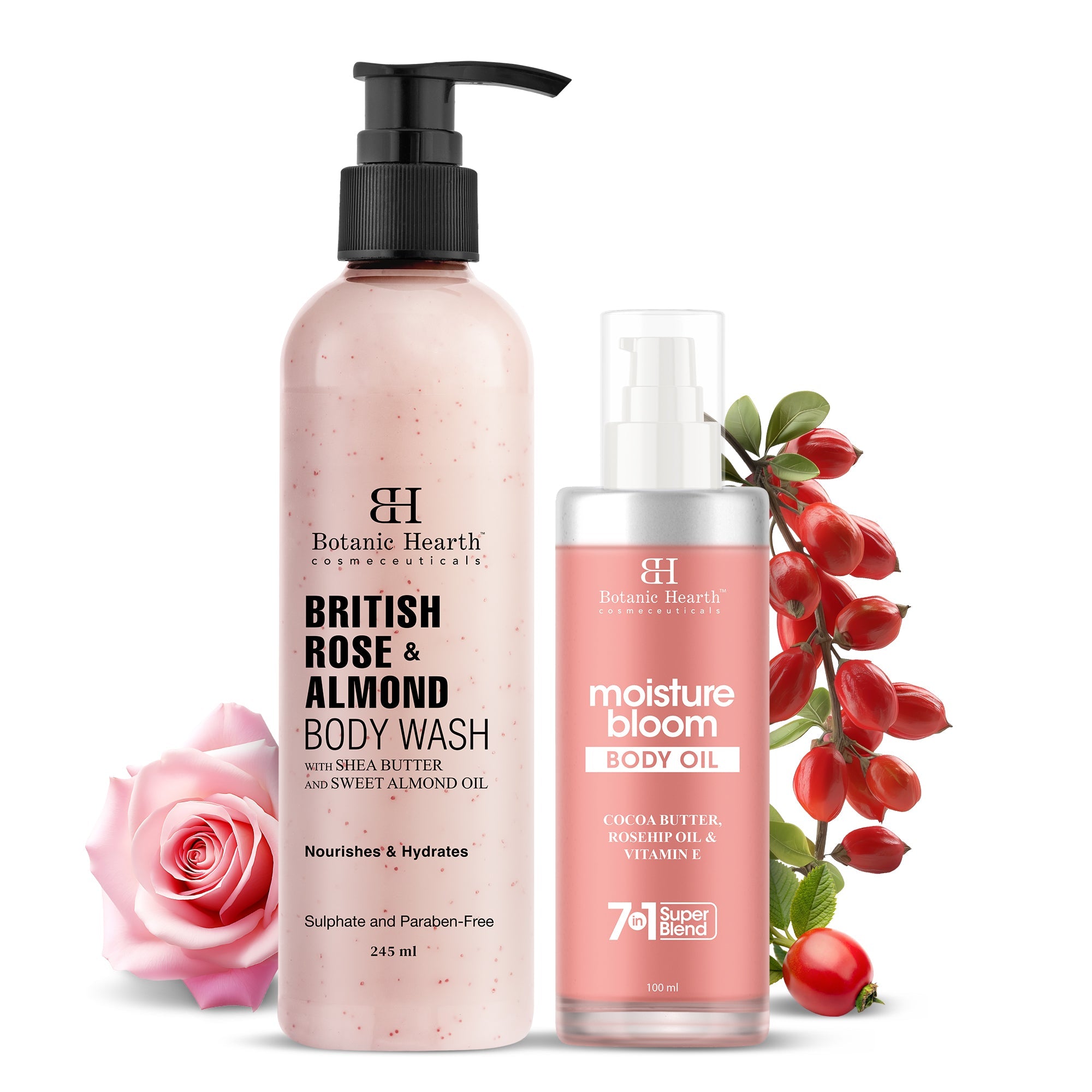 Botanic Hearth British Rose Bodywash & Moisture Bloom Body Oil - Distacart