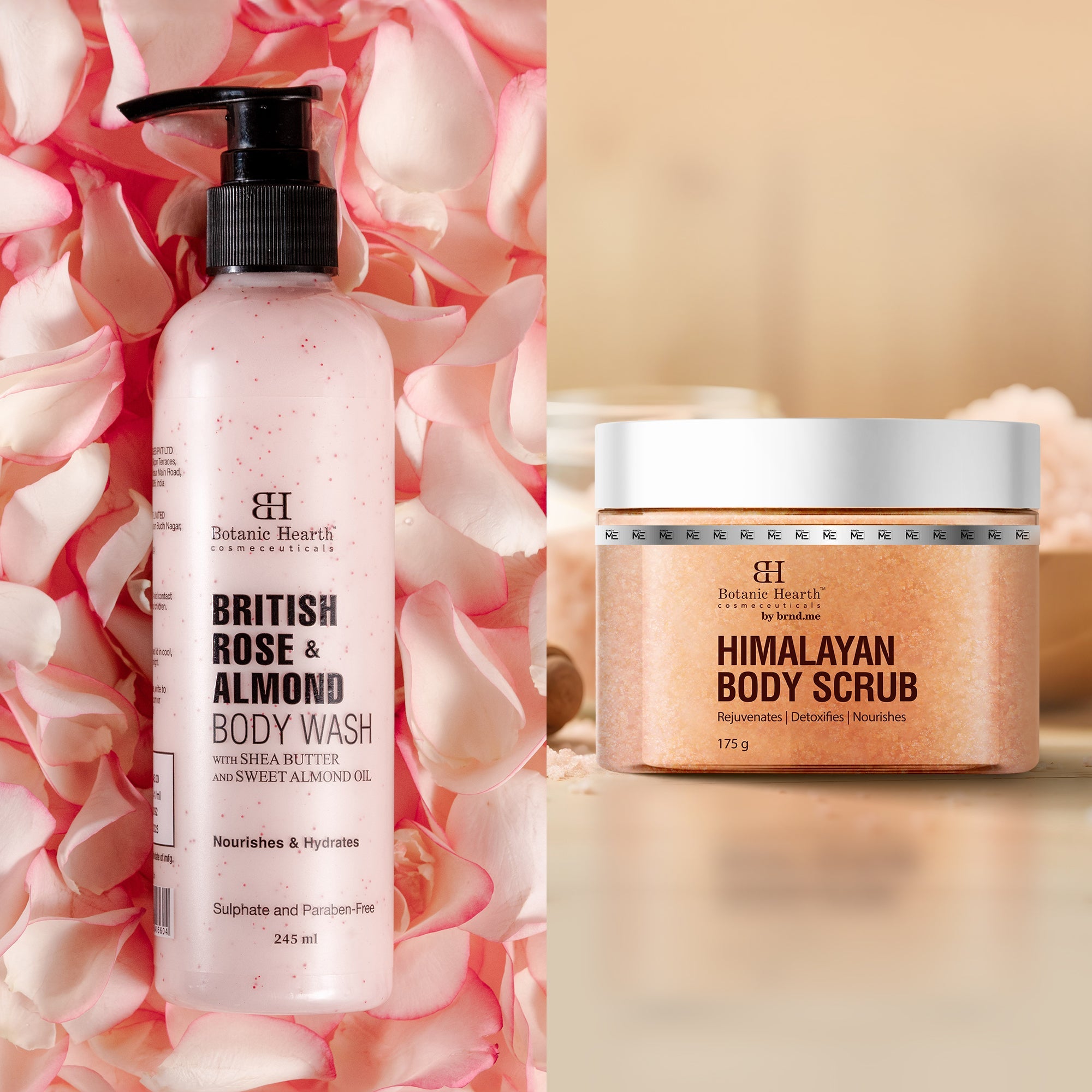 British Rose with Almond Bodywash & Himalayan Scrub Combo (Set of 2) - Distacart