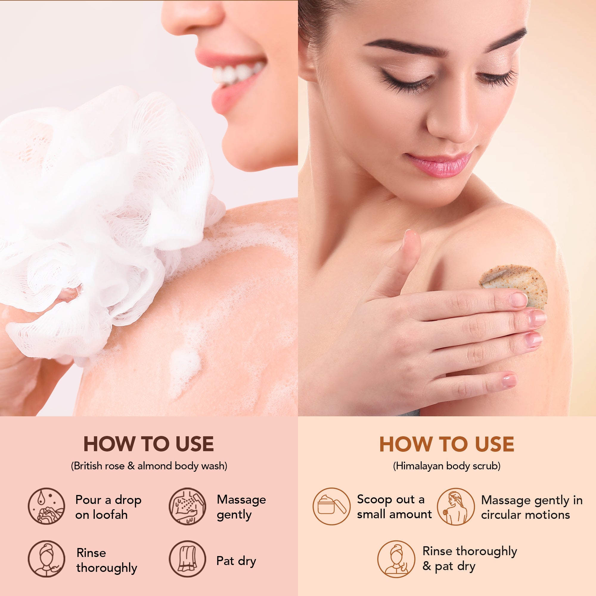 British Rose with Almond Bodywash & Himalayan Scrub Combo (Set of 2) - Distacart