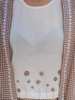 Thumbnail for Yufta Brown Cotton Checks Print Co Ord Set With Embroidery