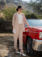Thumbnail for Yufta Brown Cotton Checks Print Co Ord Set With Embroidery