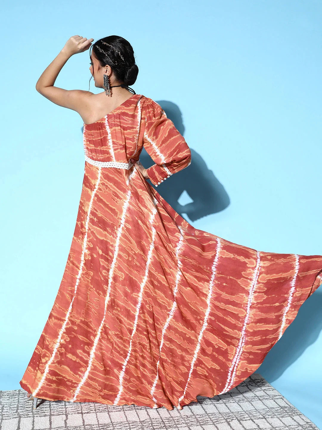 Yufta Brown One Shoulder Maxi Dress