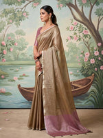 Thumbnail for Anaita Brown Tissue Saree With Blouse - Distacart
