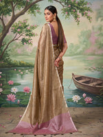 Thumbnail for Anaita Brown Tissue Saree With Blouse - Distacart