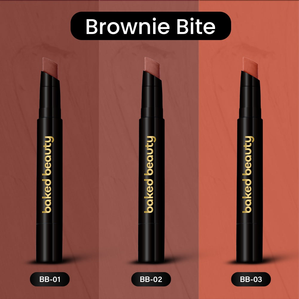 Baked Beauty My Crayon Brownie Bite Matte Lip Cream Lipsticks (Set of 3) - Distacart