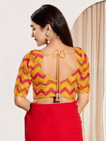 Thumbnail for Joban Fashion Yellow Chiffon Padded Blouse With Square Neck Elbow Sleeves - Distacart
