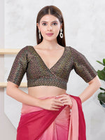 Thumbnail for Joban Fashion Black Brocade Elbow Sleeveless Back Open Blouse