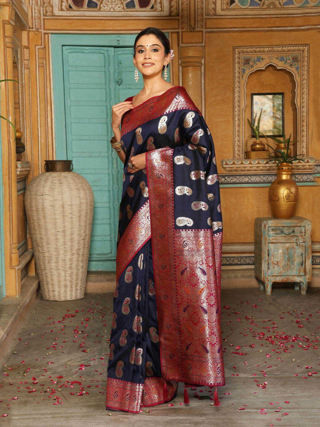 Astita Navy Blue Silk Saree