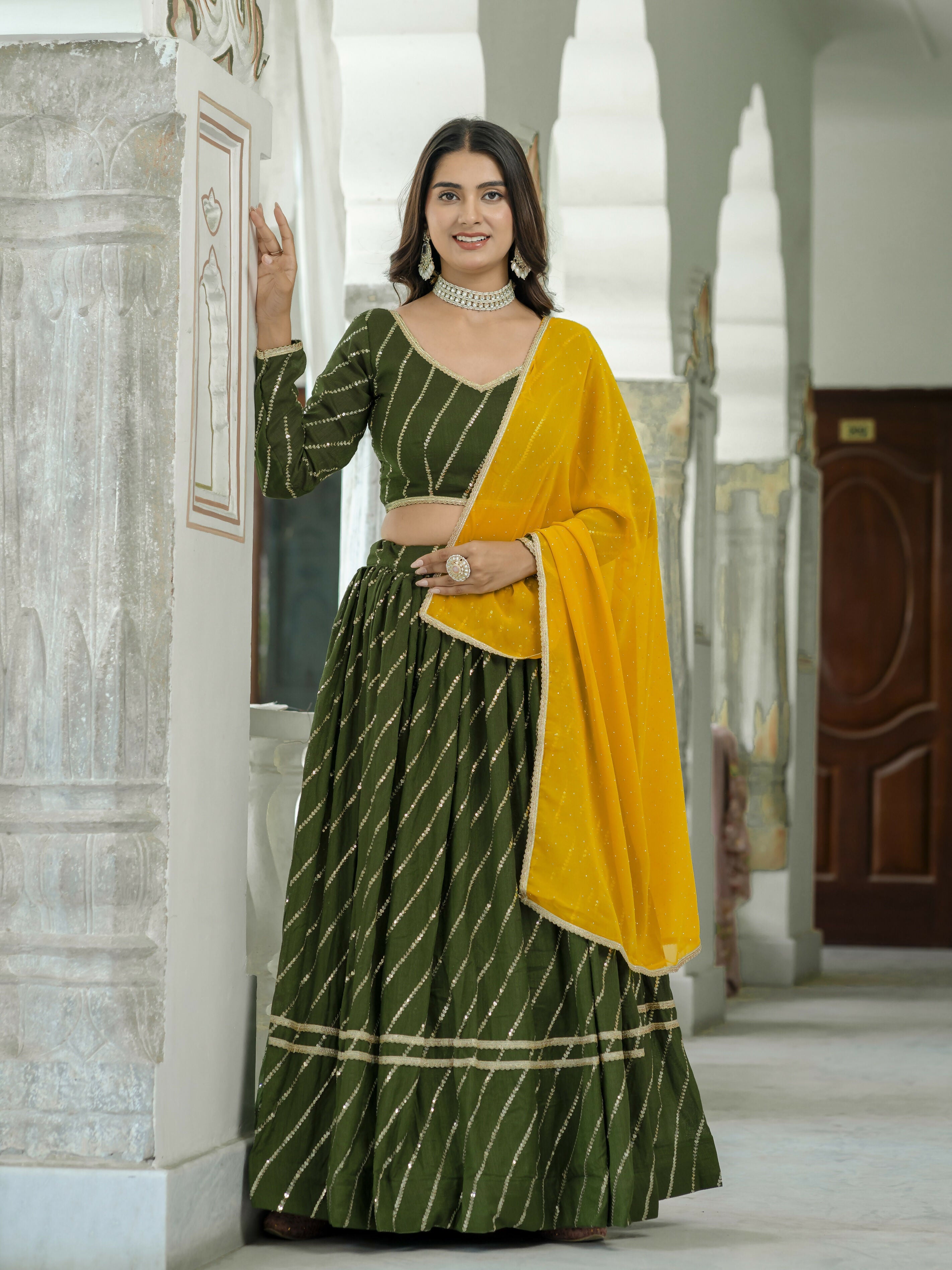 Lehenga Mart Mahendi Designer Wedding Wear Lehenga Choli - Dista