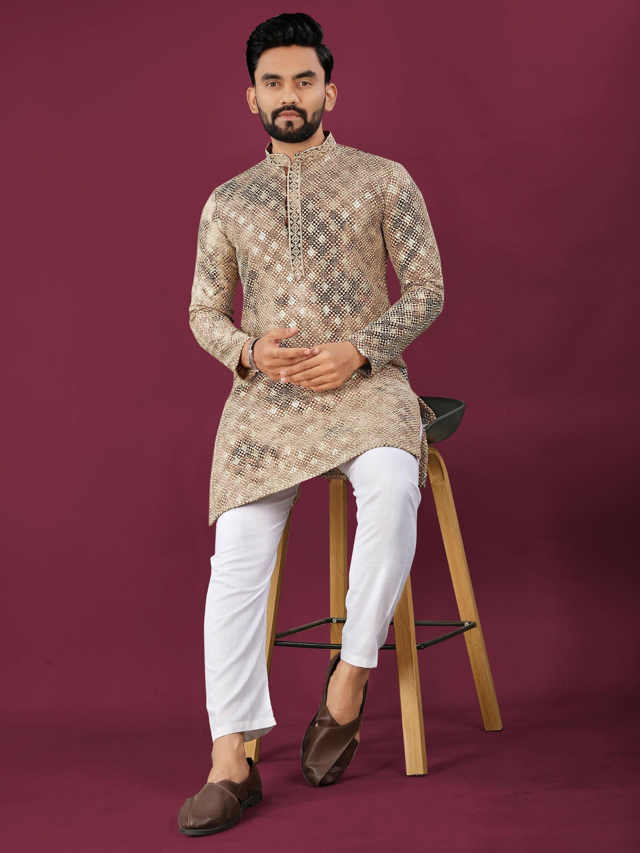 Anaita Cream Chikankari Work Viscose Rayon Straight Kurta - Distacart