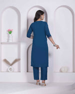 Thumbnail for Miravan Womens Blue Straight Kurta With Palazzo Set - Dista