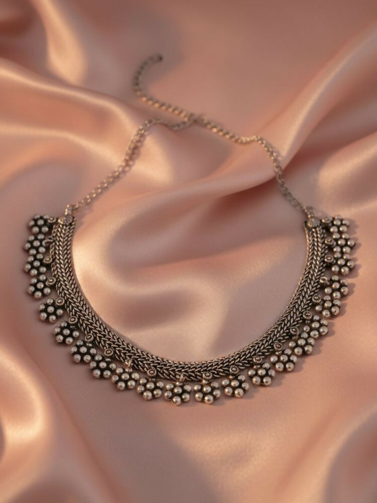 NVR Women Oxidised Silver Beaded Necklace - Distacart