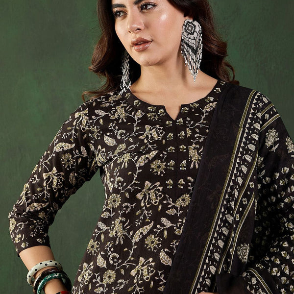Sangria Printed Pure Cotton Kurta Set With Dupatta - Distacart