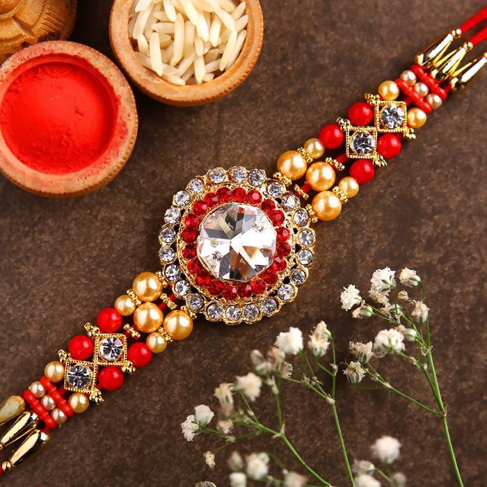 American Diamond Bling Rakhi And Cashew Jar - Distacart