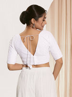 Thumbnail for Joban Fashion White Shifli Padded Blouse With V Neck Elbow Sleeves - Distacart