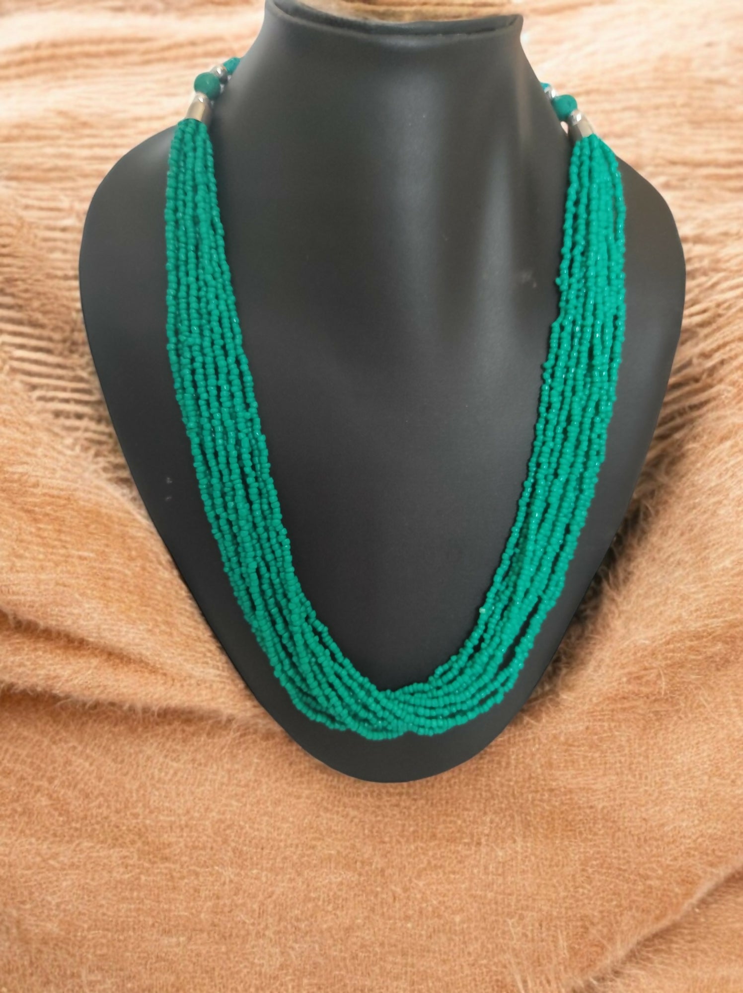 Inhanns Bloom Handmade Beaded Only Necklace - 12 Layers - Sea Green Necklace - Distacart