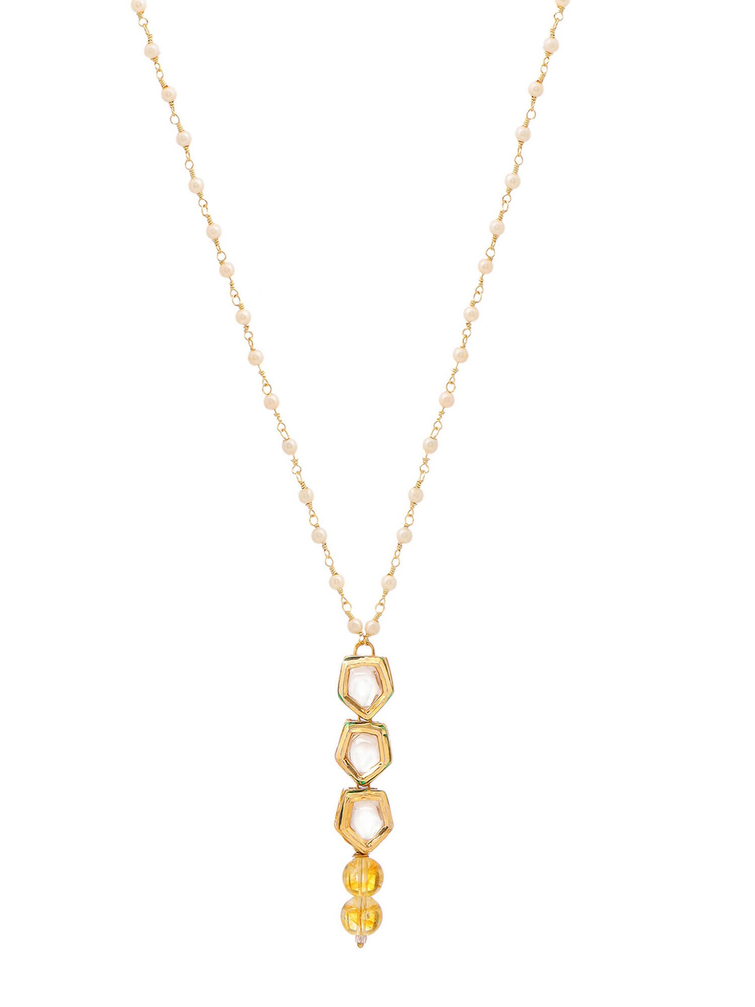 Ruby Raang Yellow Citrine Kundan Necklace