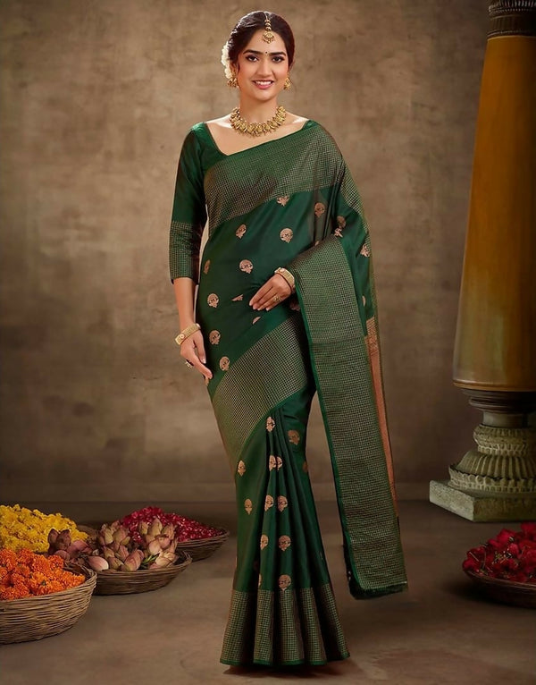 Preksha Creation Designer Women Banarasi Soft Silk Saree - Green - Distacart