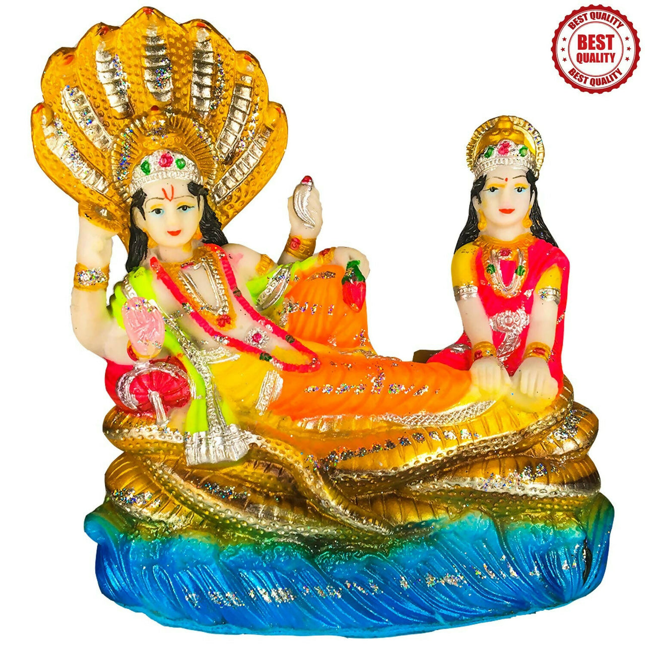 Blissful Polymer Unbreakable Action Lord Vishnu Laxmi Idol - Distacart