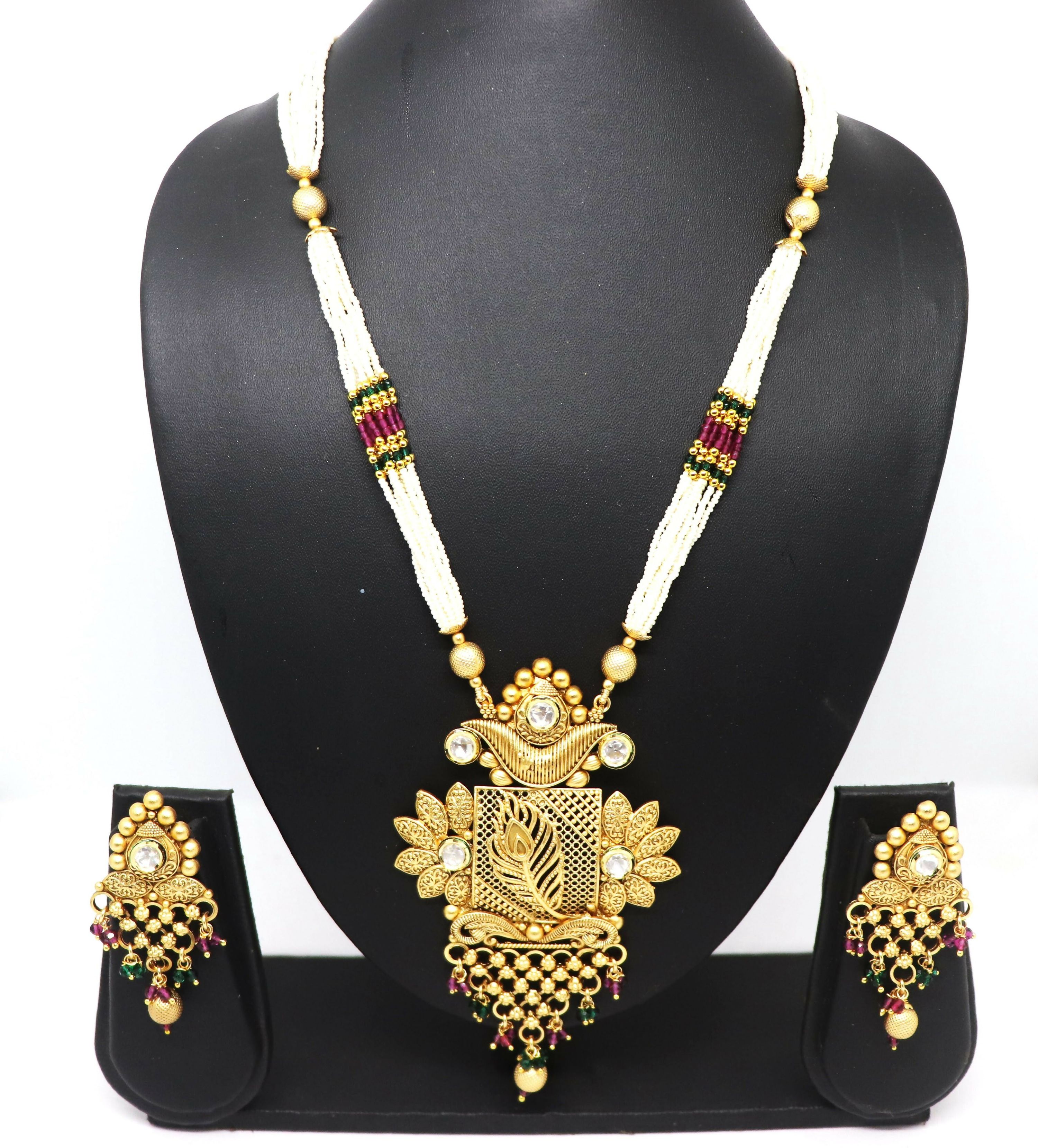 Joban Fashion White Pure Brass With Rajwadi Polish Necklace Set - Dista