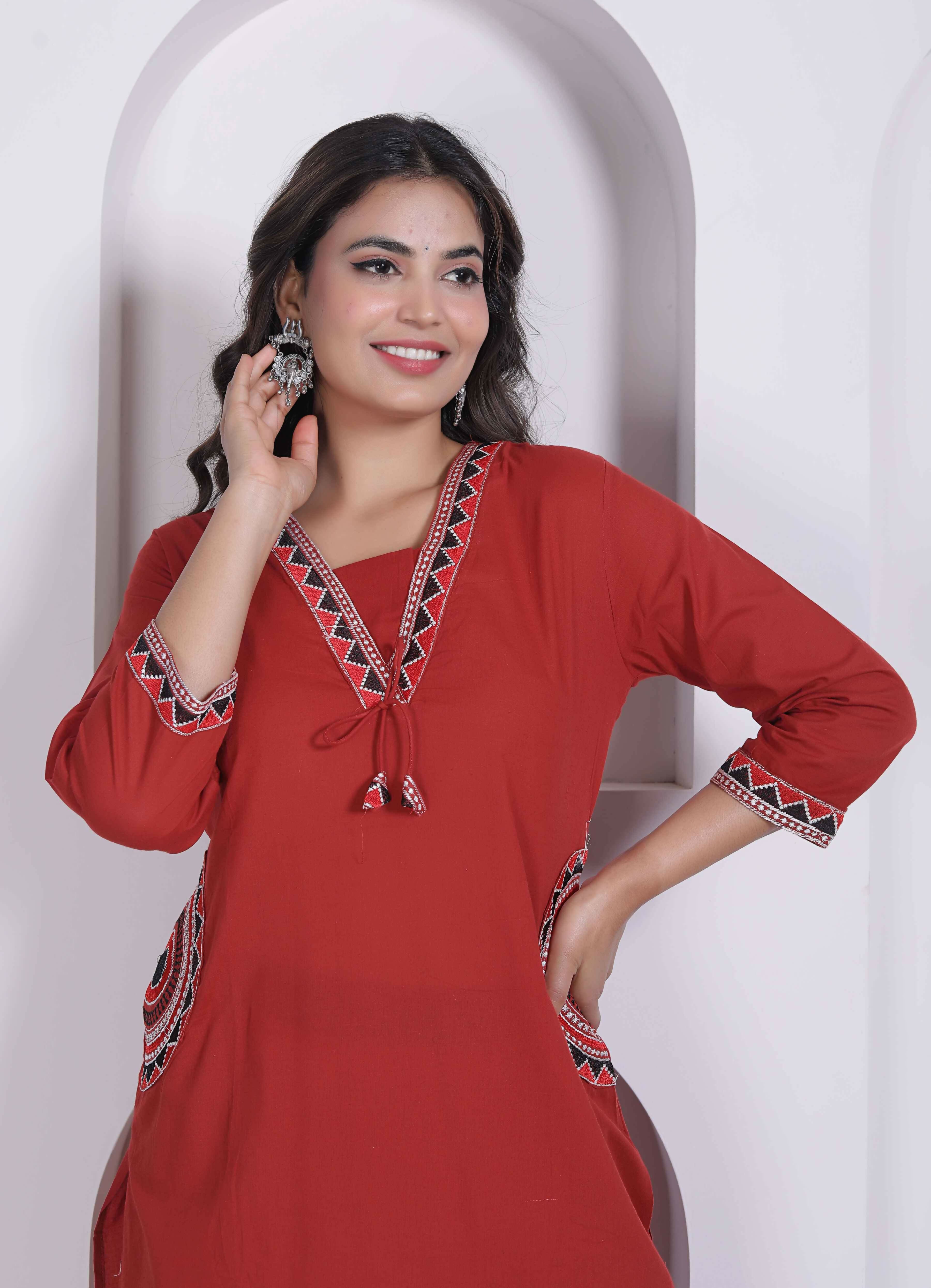 Miravan Womens Brown Straight Kurta Set - Dista