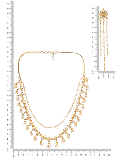 Ruby Raang Gold Kundan Necklace with Dangler Earrings - Distacart