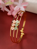 Thumbnail for NVR Women's Gold-Polished CZ Stone-Studded Cuff Bracelet - Distacart
