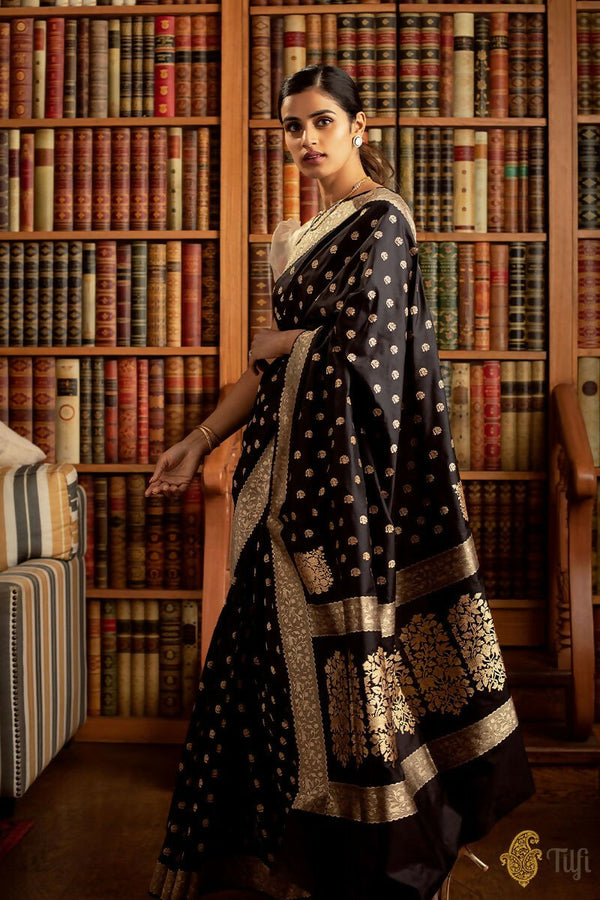 Preksha Creation Indian Style Banarasi Soft Silk Women Saree - Black - Distacart