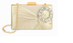 Thumbnail for Joban Fashion Luxurious Satin Evening Clutch With Detachable Chain Strap - Golden