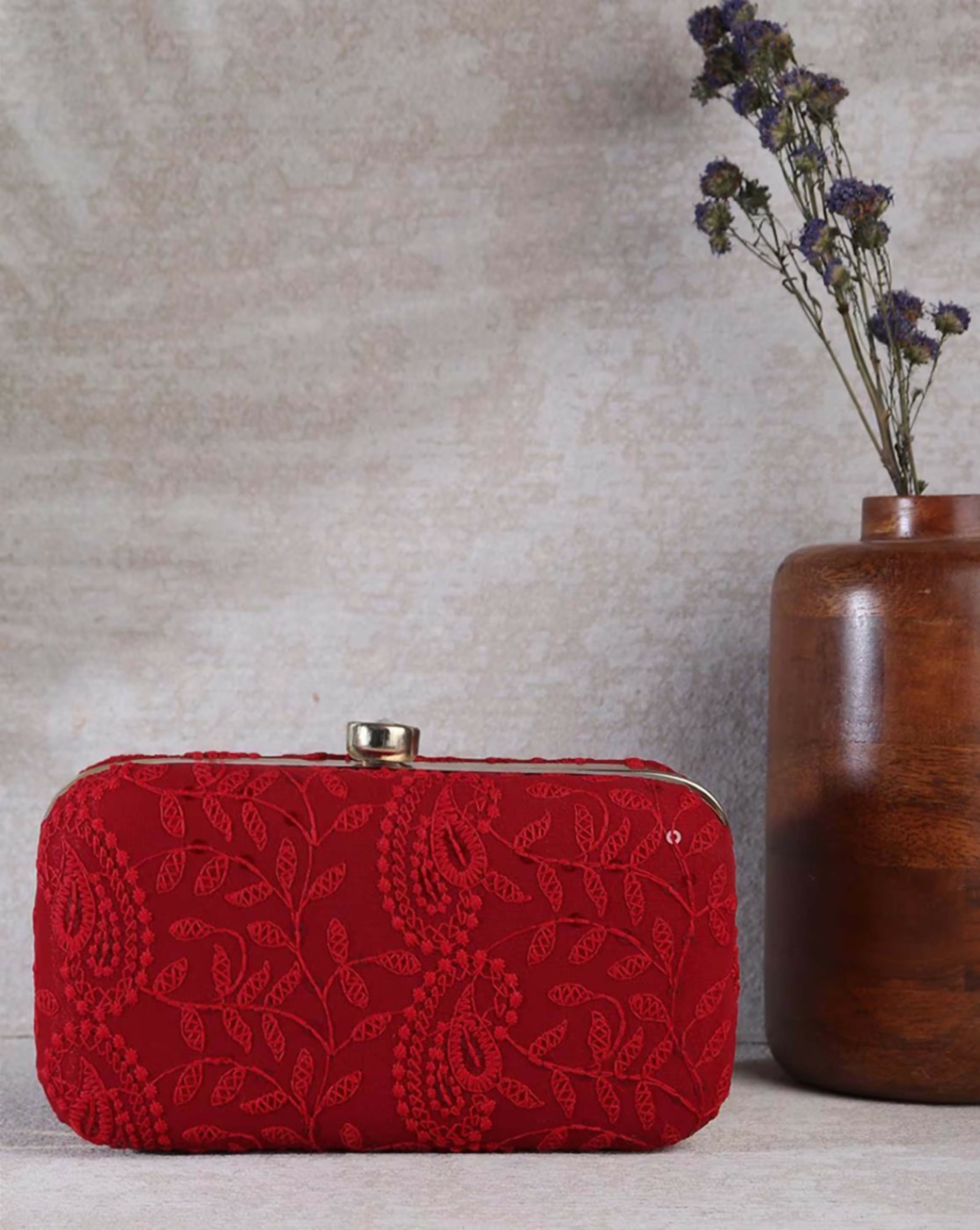 Joban Fashion Women Embellished Potli Clutch - Red