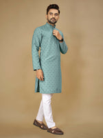 Thumbnail for Anaita Sky_Blue Embroidered Rayon Straight Kurta - Distacart
