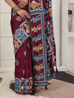 Thumbnail for Astita Silk Blend Wine Saree