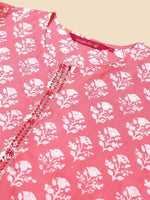 Thumbnail for Anubhutee Pink & White Floral Printed Straight Kurti - Distacart