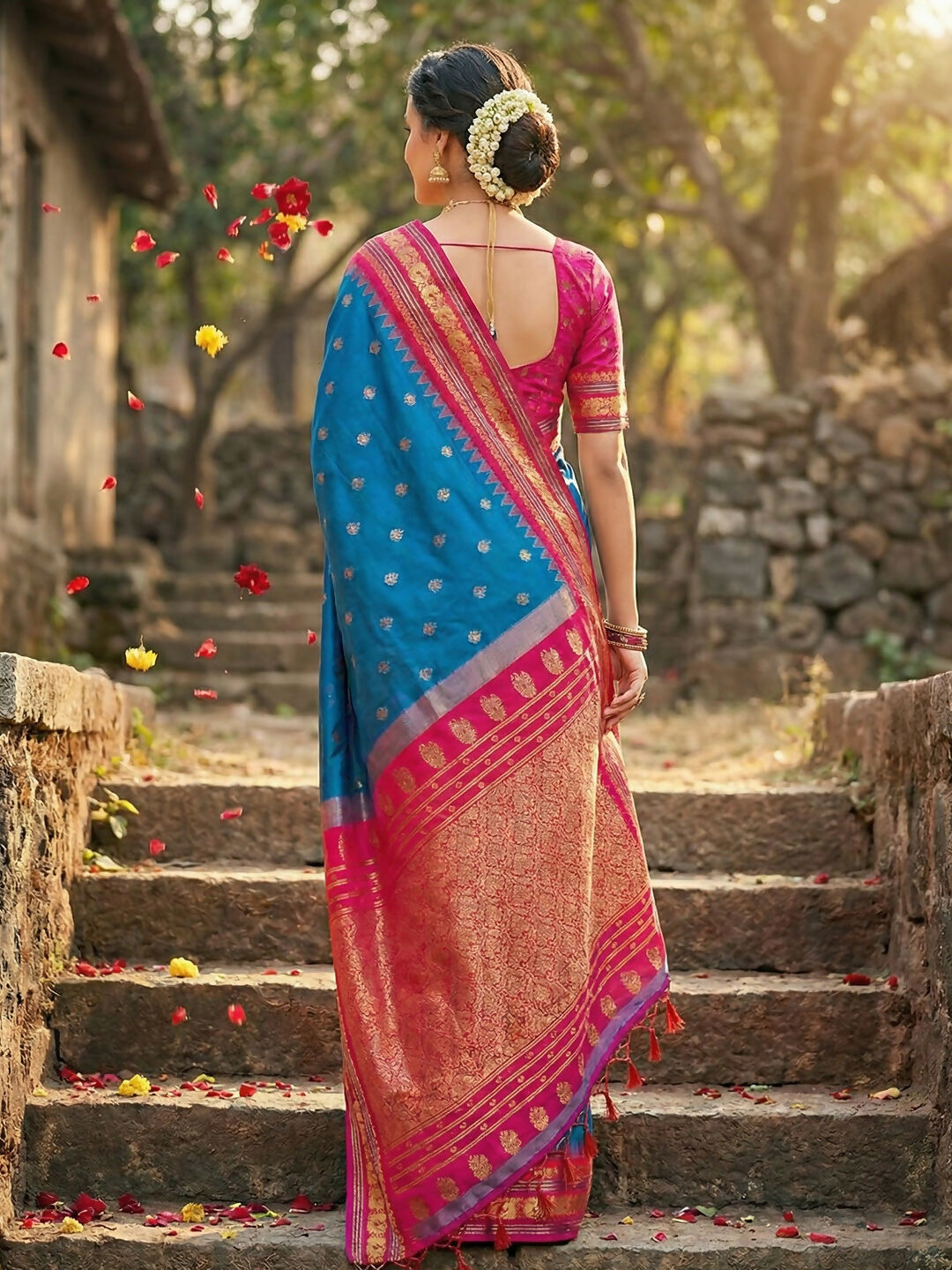Shree Shyam Fashion Blue Soft Silk Saree - Distacart