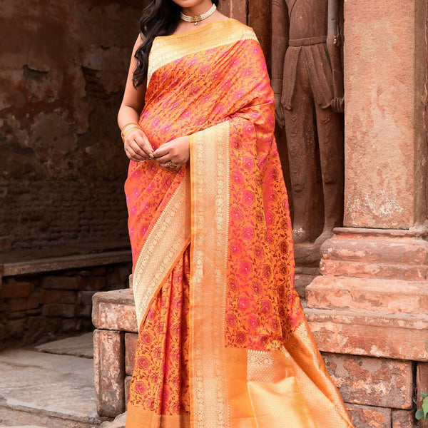 Joban Fashion Tangent Banarasi Katan Pure Handloom Banarasi Silk Saree