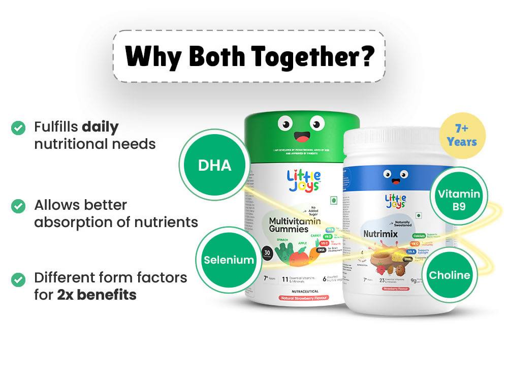 Little Joys Multivitamin Gummies & Nutrimix Immunity Boosting Kit Strawberry 2 Years + - Distacart