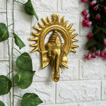 Thumbnail for eCraftIndia Golden Lord Ganesha With Sun Decorative Metal Wall Hanging - Distacart