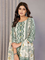 Thumbnail for Joban Fashion Women Off White & Forest Green Linen Printed Stitched Kurta Set - Distacart