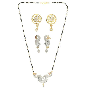 AanyaCentric Gold Plated Mangalsutra with Pendant, 2 Pair Earrings - Distacart