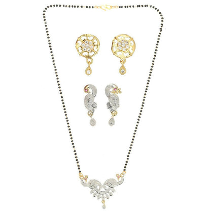 AanyaCentric Gold Plated Mangalsutra with Pendant, 2 Pair Earrings - Distacart