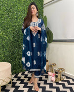 Thumbnail for Preksha Creation Reyon Cotton Top With Chikankari Embroidery Work With Blue Women Gown With Dupatta And Pant - Blue - Distacart