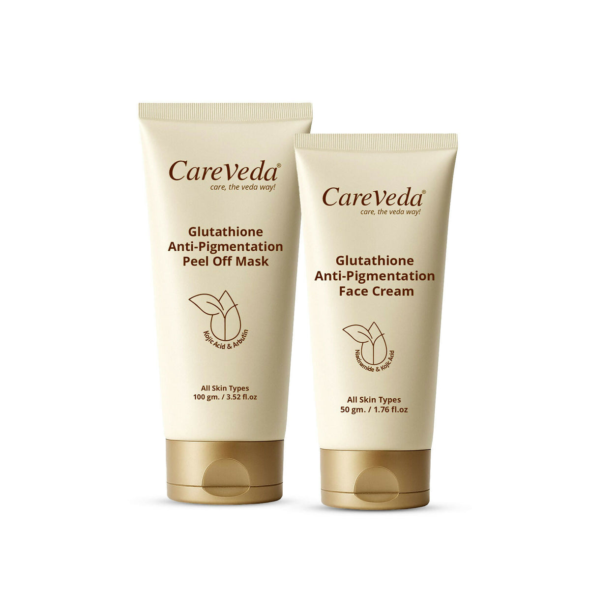 CareVeda Glutathione Skin Care Set of 2 | Face Cream & Peel off Mask for Bright, Even-Toned Skin | Anti-Pigmentation & Glow Boost | For Men & Women - Dista