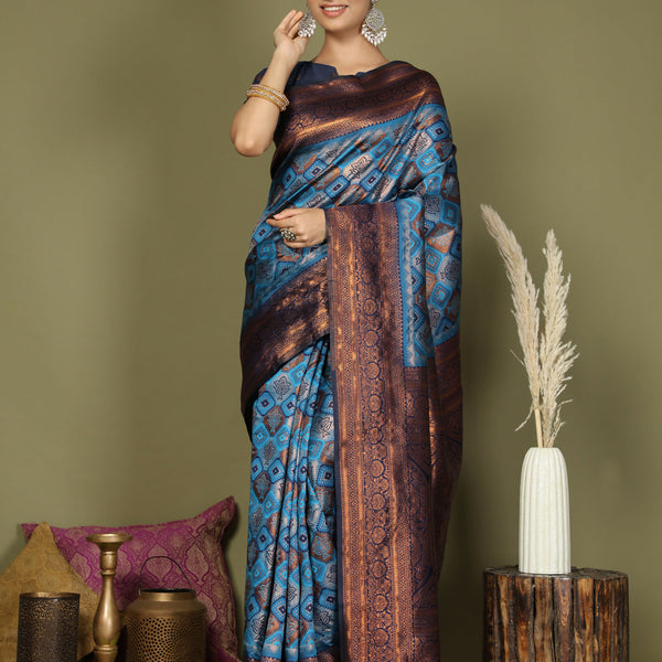 Astita Lichi Silk Sky Blue Saree