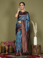 Thumbnail for Astita Lichi Silk Sky Blue Saree