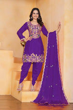 Thumbnail for Joban Fashion Purple Silk Embroidered Dhoti Dhoti Set - Distacart