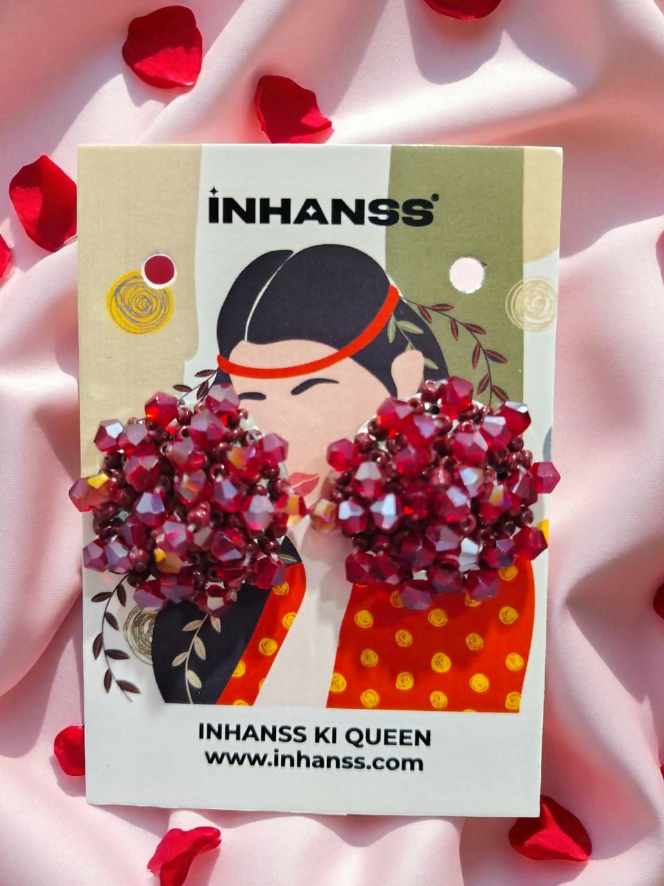Inhanns Small Statement Studs Earrings - Maroon - Distacart
